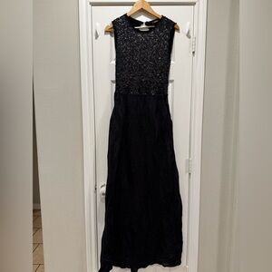 Osklen Maxi Dress Women’s Small Dark Grey Sequin Top Open Back Elegant Pockets